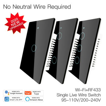 WiFi Smart Touch Screen Switch 1/2/3 gang 90V-250V White/Black Wall Light Touch Switch Crystal Glass Switch Panel APP Control